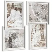 Tulup 4-Delige Schilderij Set - Abstracte patronen in tinten wit en bruin. - 40x40 en 40x60 - Wanddecoratie - Schilderijen Set - Interieur