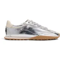 HOFF Dames Bridge Fl Zilver Leren Sneakers (38), Leer, Plat, Veters, Casual 22661403