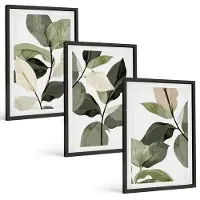 Tulup 4-Delige Schilderij Set - Geschilderde delicate boho-plantenbladeren - 40 x 60 cm - Wanddecoratie - Schilderijen Set - Interieur - Woonkamer Decoratie