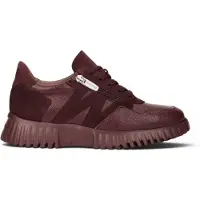 Wonders Dames Wilde leren sneakers granaatrood (39), Leer, Plat, Ritssluiting, Casual, Granaatappel A-4424