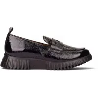 Wonders Dames Leren mocassins Mix zwart (38), Plat, 1 tot 3 cm, Geen, Casual, Klassiek, Lakleer A-4420