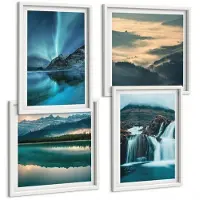 Tulup 4-Delige Schilderij Set - Winterlandschappen met watervallen en het noorderlicht - 40x40 en 40x60 - Wanddecoratie - Schilderijen Set - Kantoor - Muurdecoratie