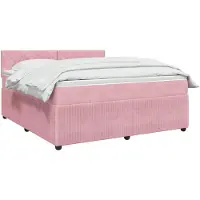 vidaXL Boxspringbed met matras en hoofdeinde, roze, 160 x 200 cm, fluweel