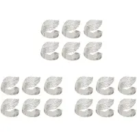Typecat Blad Servetringen Set van 18, Bladeren Servetringen voor Tafel, Metalen Blad Servethouder Ringen voor Vakantiefeest Zilver