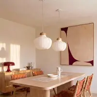 LUCANDE Hanglampe , Eloise, dimbare, Wit, Woonkamer, Stof, Scandinavisch