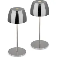 Briloner Serina mini - Set van 2 Tafellampen oplaadbaar - dimbaar - voor binnen & buiten - snoerloos - Ø8 x 20 cm - chroomkleurig