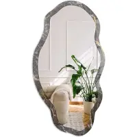 Coloray Steenstructuur Spiegel - Zwart Elegante Rechthoekige Wandspiegel - Organische Spiegel - Woonkamer, Kantoor, Hal - Modern - 45x90 cm - Totale afmeting 52x97 cm