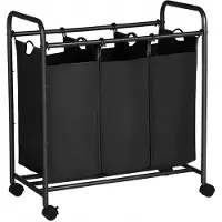 Songmics Mobiele Wasbox met 3 Compartimenten, 117L, op Wielen