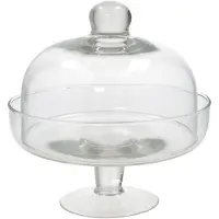 Gerimport | Mini patisserie – Glazen voorraadpot op voet – Met stolp – Snoeppot - 19 cm