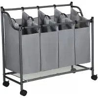 Songmics 4-Vaks Wasmand Organizer 138L - Grijs, op Wielen
