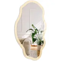 Coloray Houten Constructie Spiegel - Beige Rechthoekige Spiegel Met Modern Design - Organische Spiegel - Woonkamer - Scandinavisch - 45x90 cm - Totale afmeting 52x97 cm