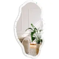 Coloray Organisch Patroon Spiegel - Wit Rechthoekige Spiegel Voor Interieur - Organische Spiegel - Woonkamer - Minimalistisch - 45x90 cm - Totale afmeting 52x97 cm