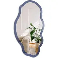 Coloray Levendig Marineblauw Spiegel - Marine Moderne Rechthoekige Wandspiegel - Organische Spiegel - Woonkamer, Kantoor, Slaapkamer - Minimalistisch - 45x90 cm - Totale afmeting 52x97 cm