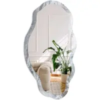 Coloray Marmerpatroon Spiegel - Grijs Rechthoekige Spiegel Met Modern Design - Organische Spiegel - Badkamer, Woonkamer, Kantoor - Modern - 45x90 cm - Totale afmeting 52x97 cm