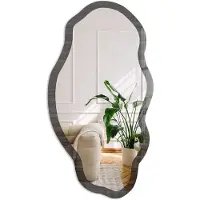 Coloray Donker Hout Spiegel - Zwart Rechthoekige Spiegel Voor Interieur - Organische Spiegel - Woonkamer, Kantoor, Slaapkamer - Minimalistisch - 45x90 cm - Totale afmeting 52x97 cm
