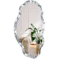 Coloray Elegante Ornamenten Spiegel - Grijs Strakke Rechthoekige Spiegel - Organische Spiegel - Woonkamer - Boho - 45x90 cm - Totale afmeting 52x97 cm