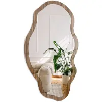 Coloray Hout Natuur Spiegel - Bruin Moderne Rechthoekige Wandspiegel - Organische Spiegel - Woonkamer, Kantoor, Slaapkamer - Rustiek - 45x90 cm - Totale afmeting 52x97 cm