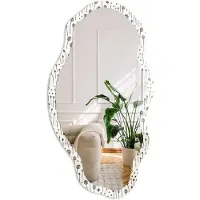 Coloray Bloemenpatroon Spiegel - Wit Stijlvolle Wandspiegel - Organische Spiegel - Slaapkamer, Woonkamer, Kantoor - Minimalistisch - 45x90 cm - Totale afmeting 52x97 cm