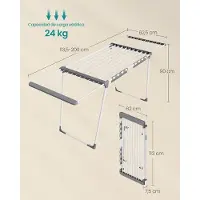 Songmics LLR522WK01 Wasluchter, staande waslijn, uitschuifbare vleugels, 22 m droogoppervlak, met sokhouder, opvouwbaar, parelwit en duigrijs