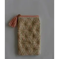 MEA Etui katoen Bloemen roze/goudkleur 10,5x18cm