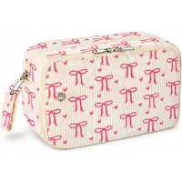 VHV - Pennenetui met 3 Vakken - Corduroy Etui met Draaggreep en Ritssluiting - Beige - School, Studie en Reizen