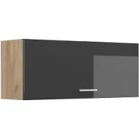 Vicco Hangkast R-Line, Antraciet Hoogglans/Goudkleurig Eiken, 100 cm Plat