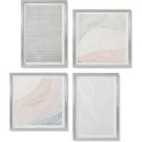 Wallfluent 4-Delige Schilderij Set - Heldere structuren, snaarpatronen op zand - 40 x 40 cm en 40 x 60 cm - Moderne Wanddecoratie - Slaapkamer - Decoratieve Schilderijen
