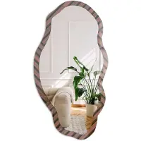 Coloray Houten Geometrie Spiegel - Bruin Rechthoekige Spiegel Voor Interieur - Organische Spiegel - Woonkamer, Kantoor, Hal - Geometrisch - 45x90 cm - Totale afmeting 52x97 cm