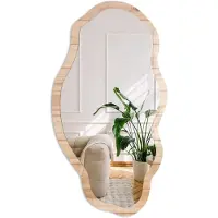 Coloray Houten Patroon Spiegel - Beige Moderne Rechthoekige Wandspiegel - Organische Spiegel - Woonkamer - Rustiek - 45x90 cm - Totale afmeting 52x97 cm