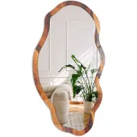 Coloray Houtessentie Spiegel - Bruin Strakke Rechthoekige Spiegel - Organische Spiegel - Woonkamer, Kantoor, Slaapkamer - Rustiek - 45x90 cm - Totale afmeting 52x97 cm