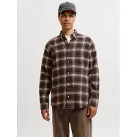 Jack & Jones Overhemd 'JJEField' chocoladebruin / zwart / wit