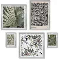 Wallfluent 4-Delige Schilderij Set - Plantenpatronen in een minimalistische stijl voor interieurs - 50 x 50 cm, 20 x 30 cm en 40 x 60 cm - Stijlvolle Wanddecoratie - Interieur - Interieur Decoratie