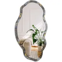 Coloray Geometrisch Patroon Spiegel - Marine Stijlvolle Wandspiegel - Organische Spiegel - Woonkamer, Badkamer, Kantoor - Geometrisch - 45x90 cm - Totale afmeting 52x97 cm