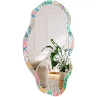 Coloray Tropische Bladeren Spiegel - Groen Rechthoekige Spiegel Voor Interieur - Organische Spiegel - Woonkamer - Illustratief - 45x90 cm - Totale afmeting 52x97 cm