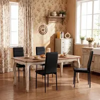 HAUSS SPOLE Eetkamerstoel Set Van 4 - Hoge Rugleuning - Comfortabel En Ondersteunend - Voor Eetkamer En Keuken - Kunstleer - Zwart