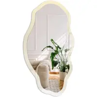 Coloray Crèmekleurige Overgang Spiegel - Beige Rechthoekige Spiegel Voor Interieur - Organische Spiegel - Woonkamer - Klassiek - 45x90 cm - Totale afmeting 52x97 cm