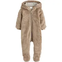 Next - Pasgeboren unisex - Gewatteerde nylon baby-onesie met capuchon - Bruin