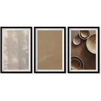 Wallfluent 3-Delige Schilderij Set - Structuren En Texturen In Een Minimalistische Stijl - 40 x 60 cm - Wanddecoratie - Schilderijen Set - Kantoor - Muurdecoratie