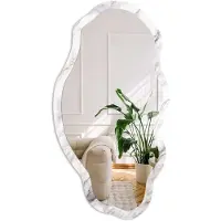 Coloray Marmeren Elegantie Spiegel - Wit Rechthoekige Spiegel Met Modern Design - Organische Spiegel - Woonkamer, Kantoor, Slaapkamer - Klassiek - 45x90 cm - Totale afmeting 52x97 cm