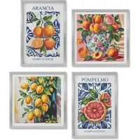 Wallfluent 4-Delige Schilderij Set - Trendy Posters Met Citrusvruchten In Italiaanse Stijl - 40 x 40 cm En 40 x 60 cm - Wanddecoratie - Moderne Interieurdecoratie - Stijlvolle Muurdecoratie