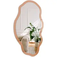 Coloray Doffe Oranje Spiegel - Oranje Elegante Rechthoekige Wandspiegel - Organische Spiegel - Woonkamer, Kantoor, Slaapkamer - Minimalistisch - 45x90 cm - Totale afmeting 52x97 cm