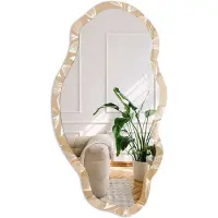 Coloray Plantenpatronen Spiegel - Beige Stijlvolle Wandspiegel - Organische Spiegel - Slaapkamer, Woonkamer, Kantoor - Minimalistisch - 45x90 cm - Totale afmeting 52x97 cm