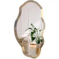 Coloray Geometrische Mozaïek Spiegel - Geel Elegante Rechthoekige Wandspiegel - Organische Spiegel - Woonkamer, Kantoor, Hal - Geometrisch - 45x90 cm - Totale afmeting 52x97 cm