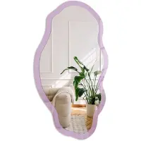 Coloray Lichtpaars Spiegel - Paars Rechthoekige Spiegel Met Modern Design - Organische Spiegel - Slaapkamer, Woonkamer, Kantoor - Minimalistisch - 45x90 cm - Totale afmeting 52x97 cm