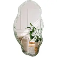 Coloray Tropische Varen Spiegel - Groen Rechthoekige Spiegel Voor Interieur - Organische Spiegel - Slaapkamer, Woonkamer, Badkamer - Schilderachtig - 45x90 cm - Totale afmeting 52x97 cm