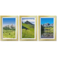 Wallfluent 3-Delige Schilderij Set - Italiaanse Landschappen Met Citrusbomen En Groene Heuvels - 40 x 60 cm - Stijlvolle Muurdecoratie - Slaapkamer - Woonkamer Decoratie