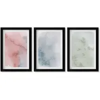 Wallfluent 3-Delige Schilderij Set - Pastelkleurige Structuren, Kleurrijke Aquarelverf Op Canvas - 20 x 30 cm - Wanddecoratie - Woonkamer Decoratie