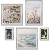 Wallfluent 5-Delige Schilderij Set - Stads- En Natuurlandschappen In Warme Kleuren - 20 x 30 cm - Wanddecoratie - Schilderijen Set - Interieur - Interieur Decoratie