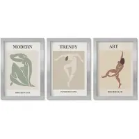 Wallfluent 3-Delige Schilderij Set - Stijlvolle Personages In Minimalistische Tinten - 20 x 30 cm - Stijlvolle Wanddecoratie - Interieur - Muurdecoratie