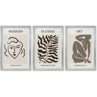 Wallfluent 4-Delige Schilderij Set - Stijlvolle afbeeldingen met lijnen en figuren in neutrale kleuren. - 40 x 60 cm - Stijlvolle Muurdecoratie - Slaapkamer - Moderne Wanddecoratie